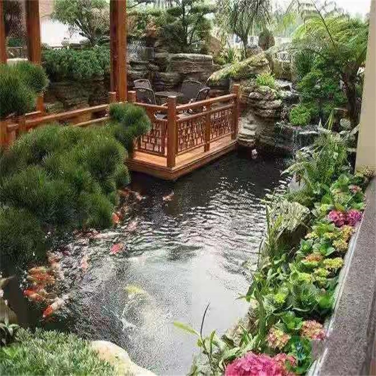 渠县别墅庭院景观设计鱼池
